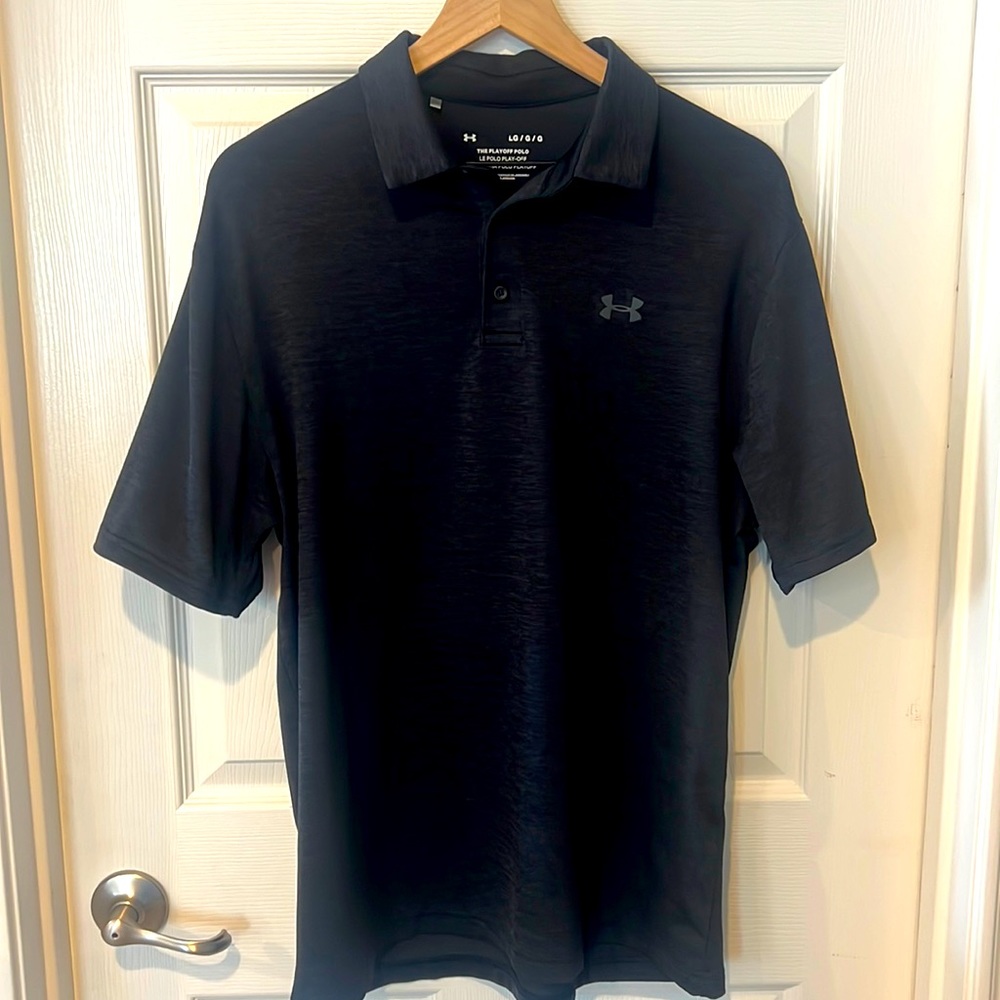 Mens Under Armour “playoff polo” LG spaced dyed black